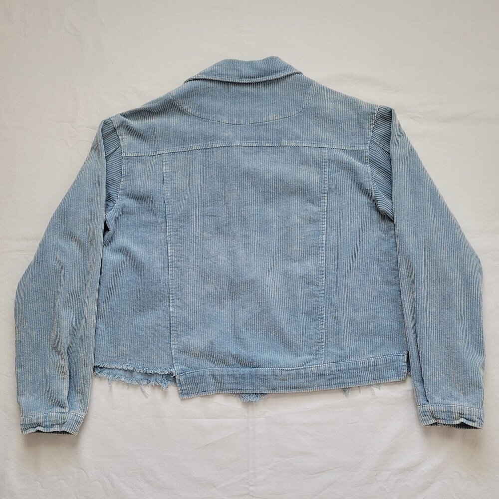 Simply Southern Corduroy Jacket Distressed Blue Long Sleeve Button Medium Boho - Picture 10 of 13